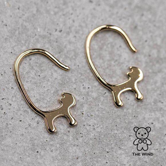 The Wind Opal Jewelry - Cat Tail Earrings 18K Yellow Gold Hook Earrings
